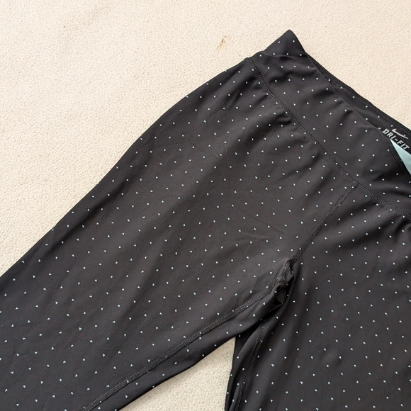 Nike Running Dri-Fit Micro Polka Dot Capri Leggings Black/Mint Women's Size L - Picture 4 of 16